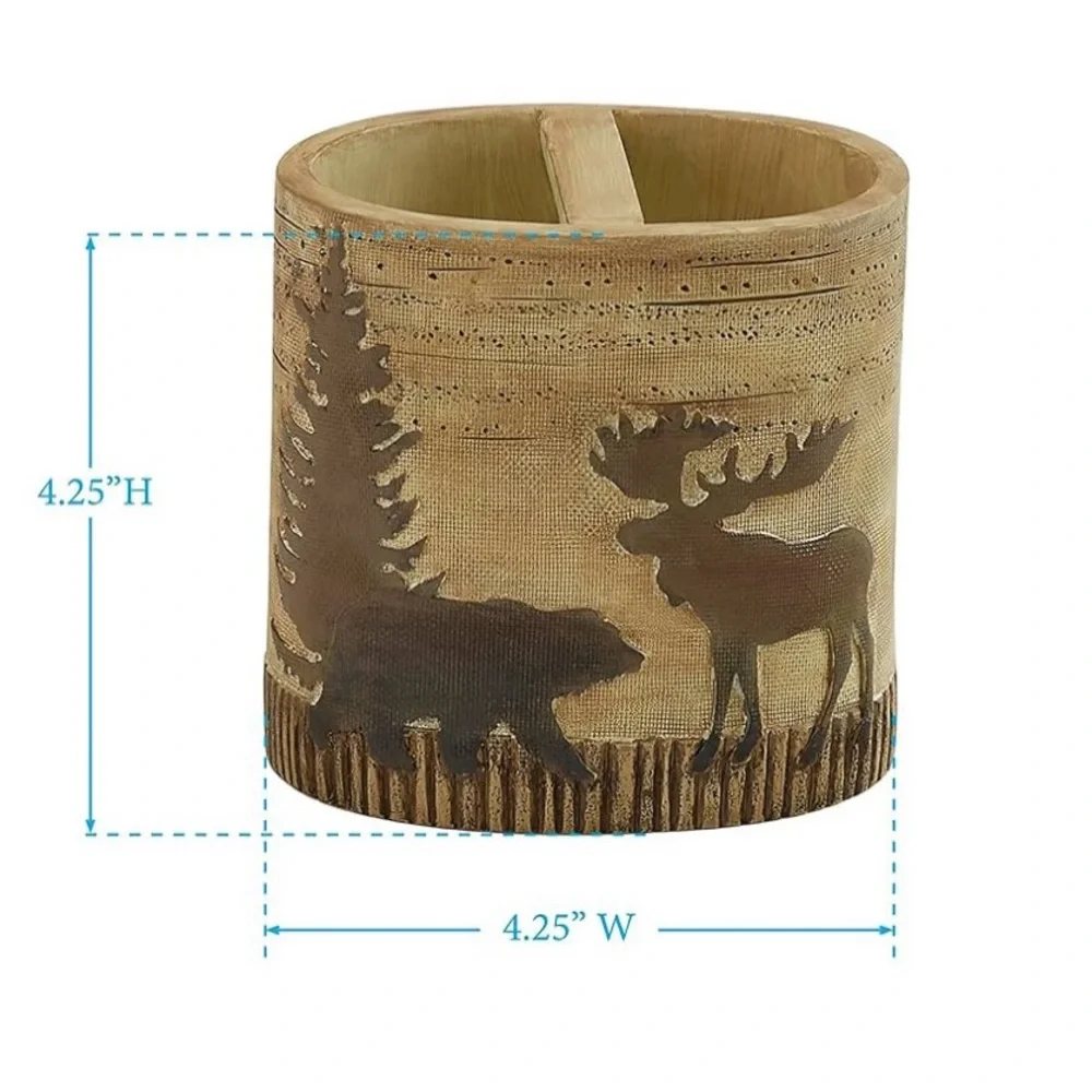 Toothbrush and soap holder bear cabin lodge rustic bathroom accessories